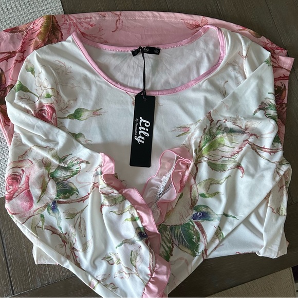 Floral Pink and Cream Tunic Dress, mini dress - Picture 8 of 10